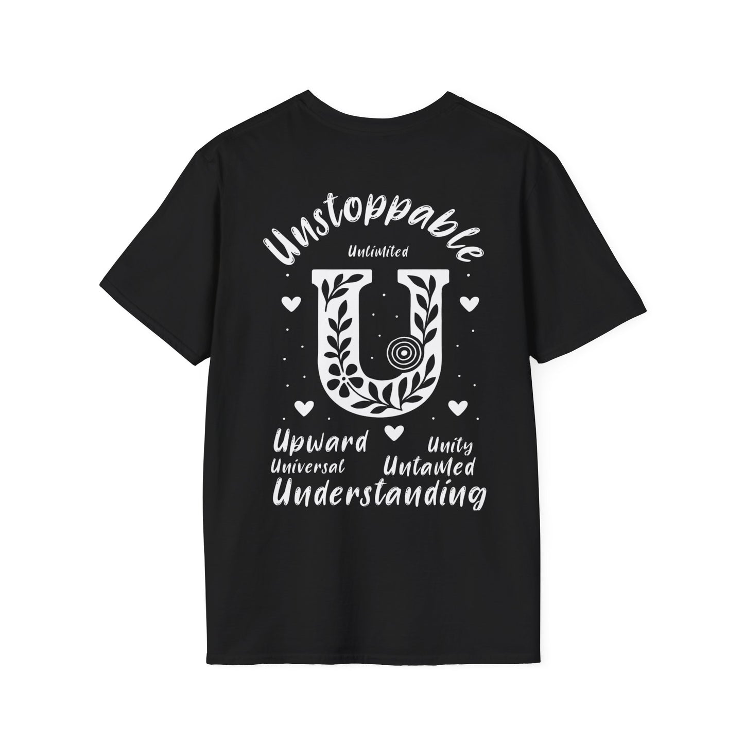 Letter U Flower T-Shirt - Letters Flowers Patterns Front And Back Design