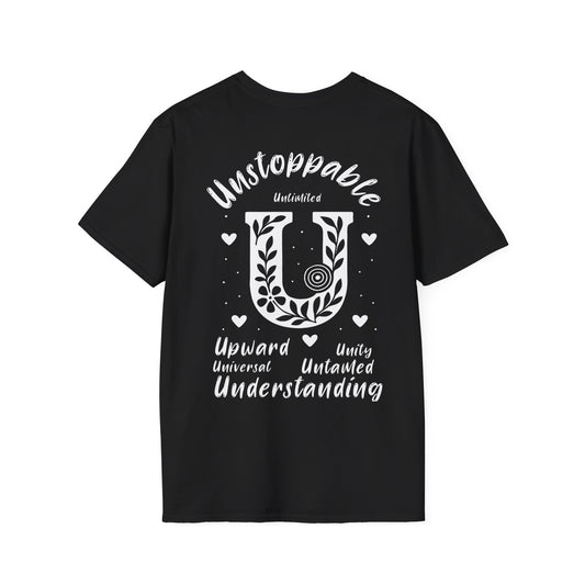 Letter U Flower T-Shirt - Letters Flowers Patterns Front And Back Design