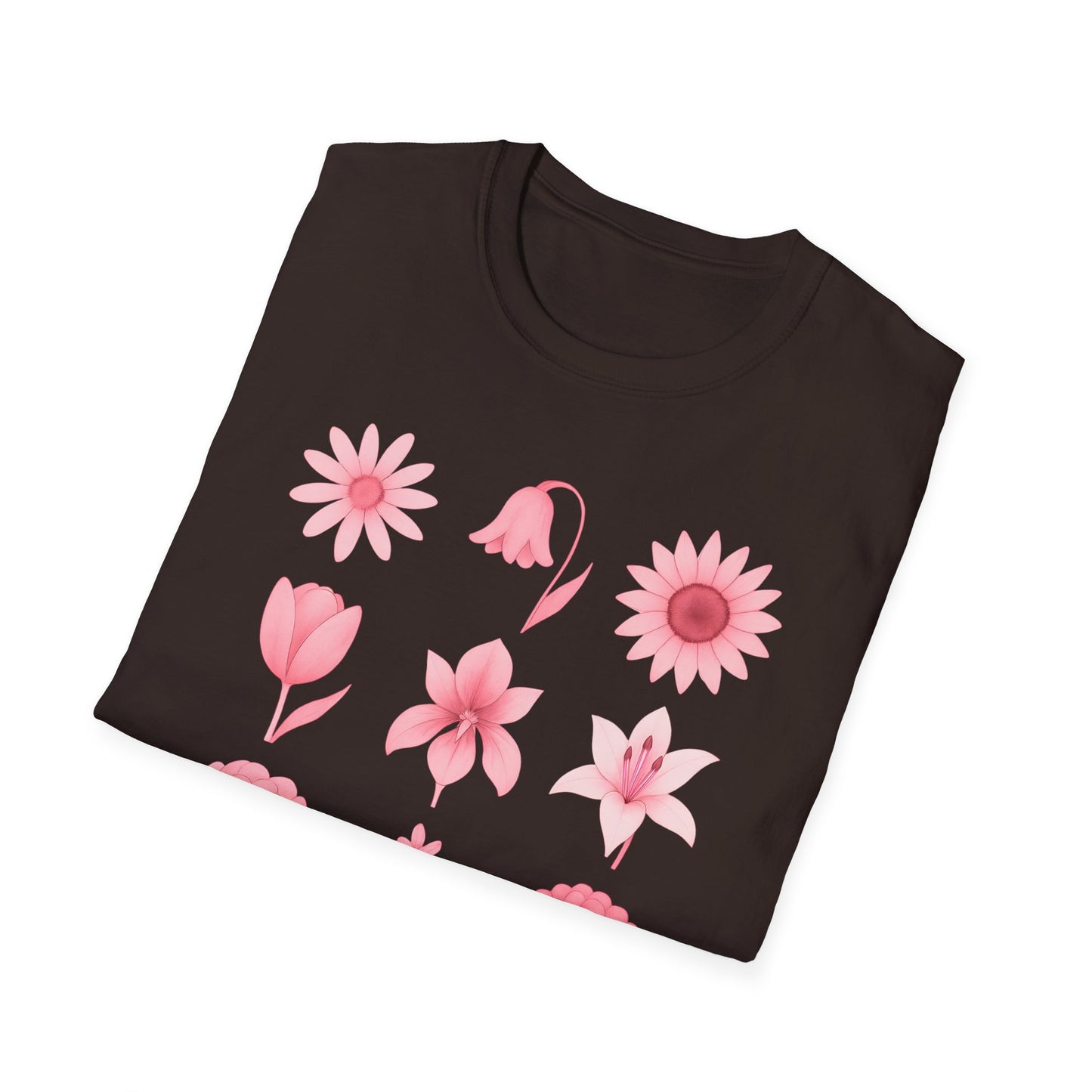Pink Flowers Grid T-Shirt