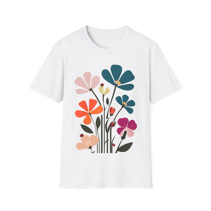 Vibrant Flowers Minimalistic T-Shirt Design
