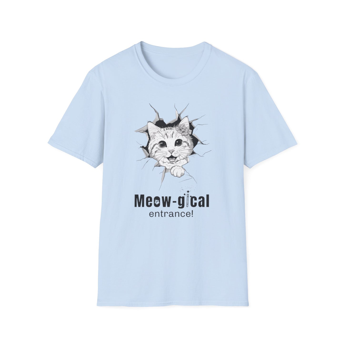 Meow-gical Entrance! - Playful Cute Kitten Breaking through Wall T-Shirt