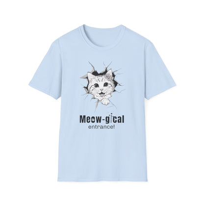 Meow-gical Entrance! - Playful Cute Kitten Breaking through Wall T-Shirt