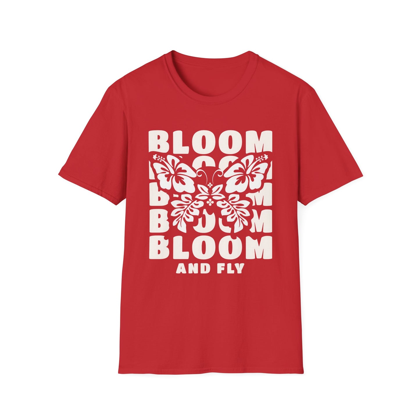 Bloom And Fly - Monochrome Floral Butterfly T-Shirt