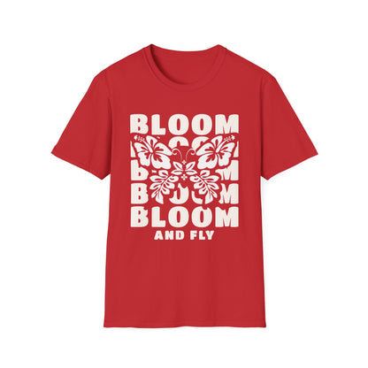 Bloom And Fly - Monochrome Floral Butterfly T-Shirt