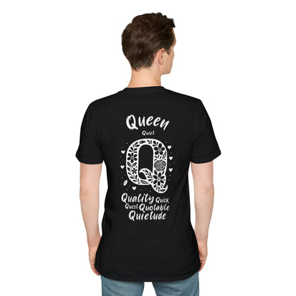 Letter Q Flower T-Shirt - Letters Flowers Patterns Front And Back Design