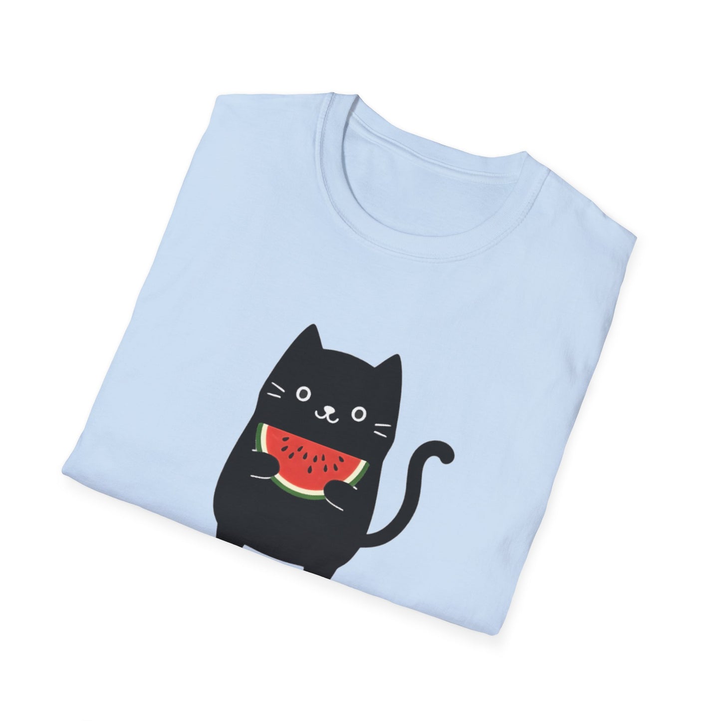 Watermeowlon Kitty T-Shirt - Cat Silhouette with Colorful Watermelon slice Design