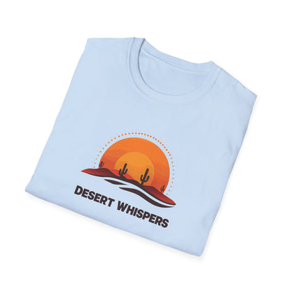 Desert Whispers T-Shirt – Nature Scene with Sunset, Cactus, and Sand Design