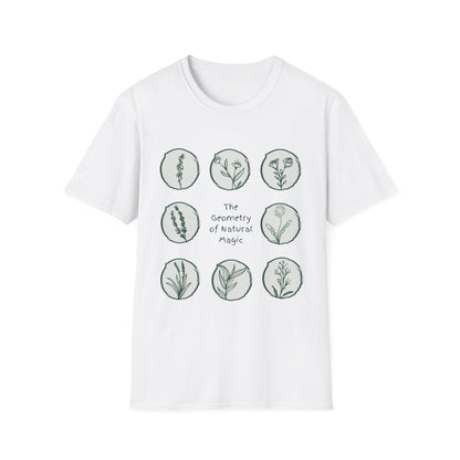 The Geometry of Natural Magic - Minimalistic Floral Grid T-Shirt