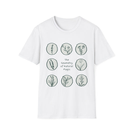The Geometry of Natural Magic - Minimalistic Floral Grid T-Shirt