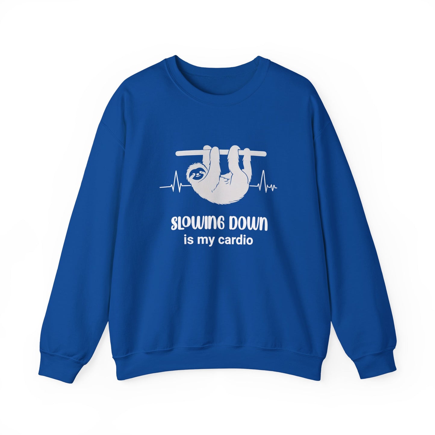 Slowing Down Is My Cardio - Sloth Silhouette With Heartbeat Playful Sweatshirt