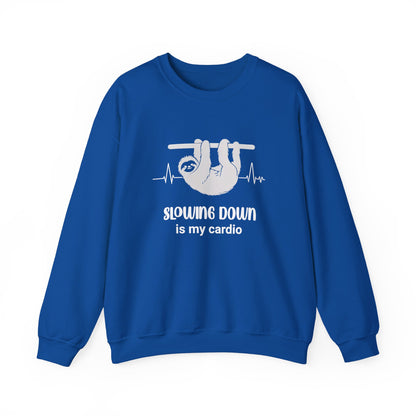 Slowing Down Is My Cardio - Sloth Silhouette With Heartbeat Playful Sweatshirt