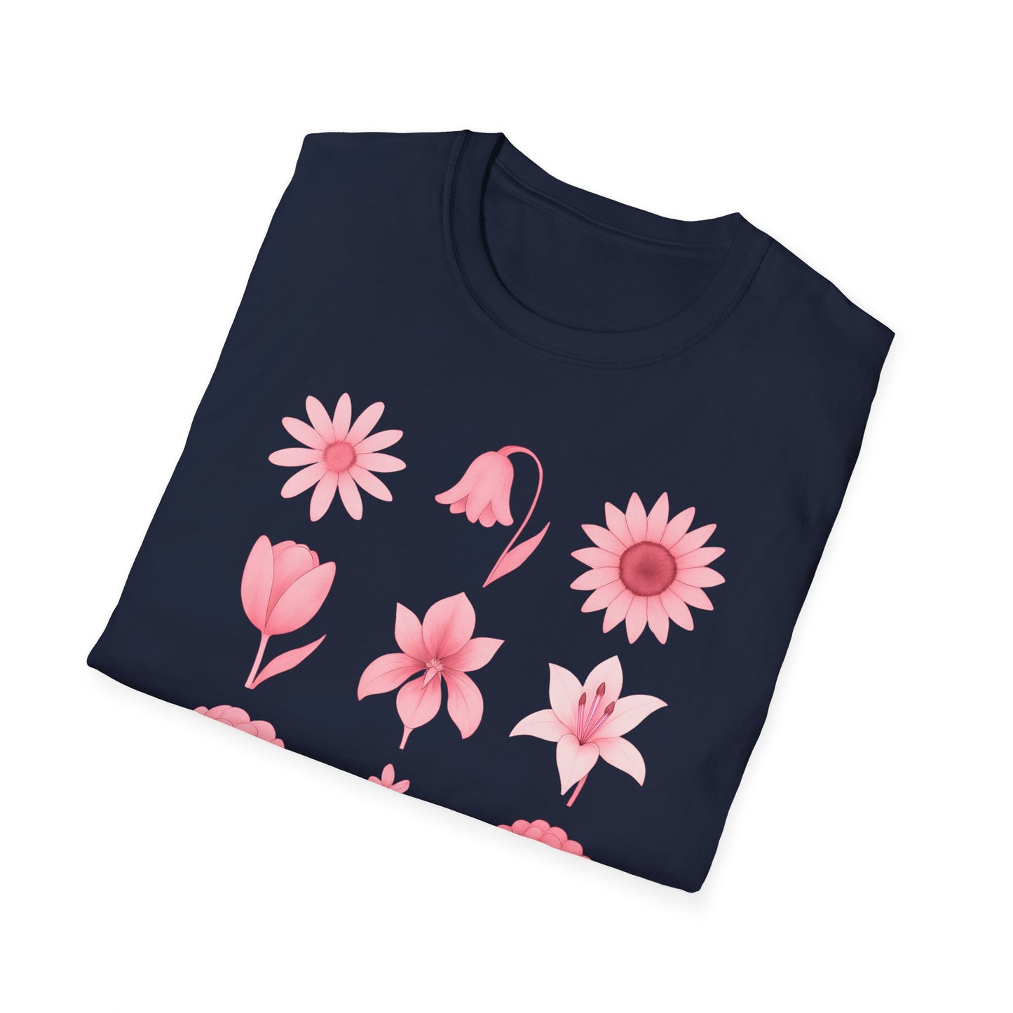 Pink Flowers Grid T-Shirt