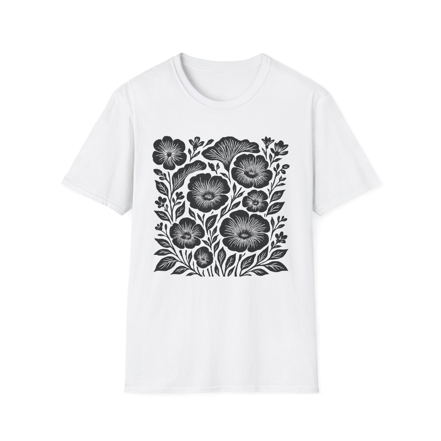Monochrome Silhouette Cut-out Floral T-Shirt