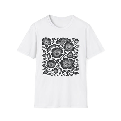 Monochrome Silhouette Cut-out Floral T-Shirt