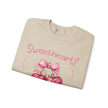 Sweetheart? Only After Coffee - Watercolor Playful Heart Cherry Coffee Sweatshirt