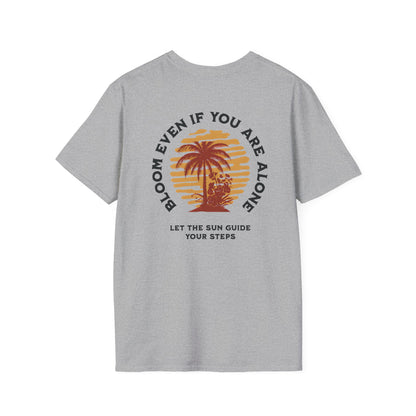 Bloom Even If You Are Alone – Vintage Palm Tree and Sunset T-Shirt