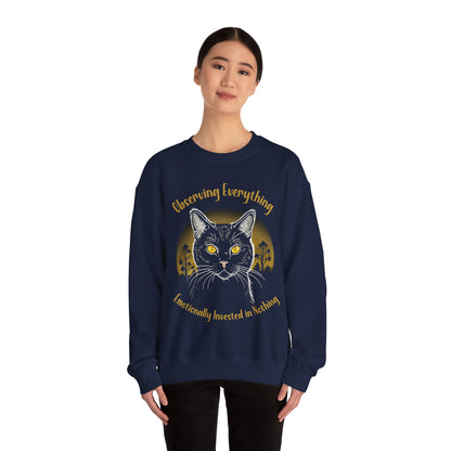 Observing Everything, Emotionally Invested in Nothing - Playful Cat Staring Sweatshirt