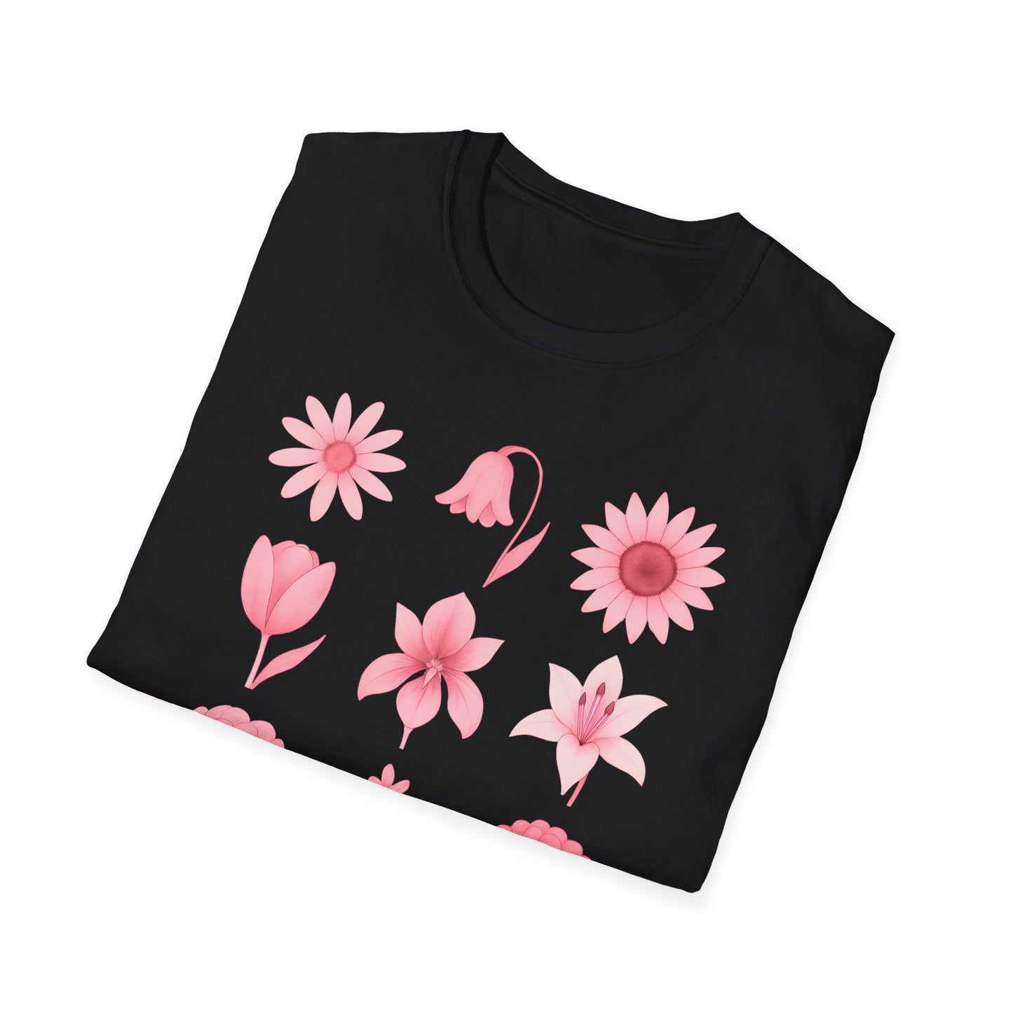 Pink Flowers Grid T-Shirt