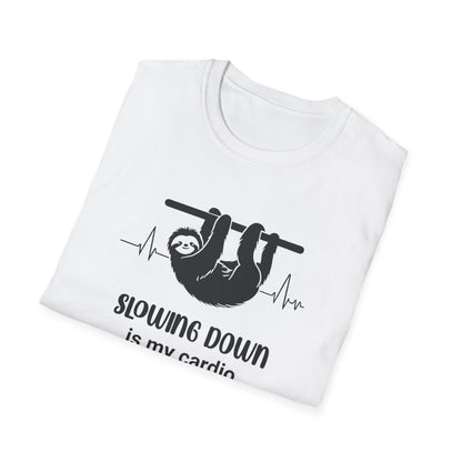 Slowing Down Is My Cardio - Sloth Silhouette With Heartbeat T-Shirt