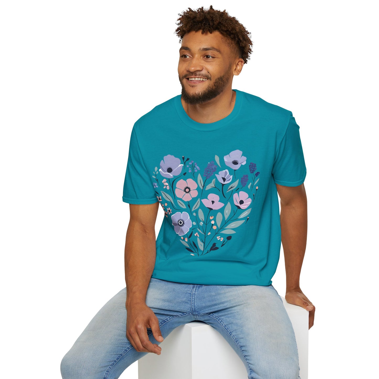 Heart Shaped Floral Arrangement T-Shirt -  Pastel Tones Design