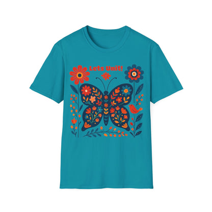 Lets Unit! - Vibrant Boho Butterfly Floral T-Shirt