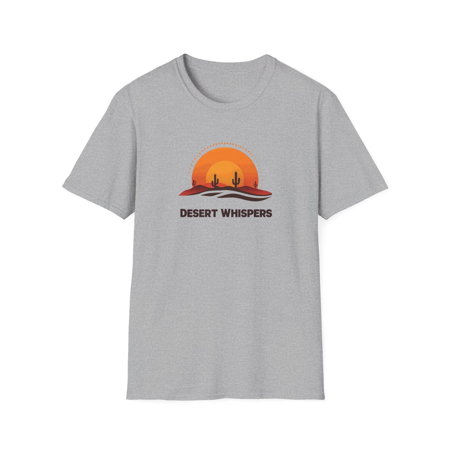 Desert Whispers T-Shirt – Nature Scene with Sunset, Cactus, and Sand Design