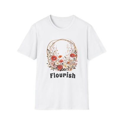 Flourish  - Vintage Watercolor Floral Circular Wreath T-Shirt