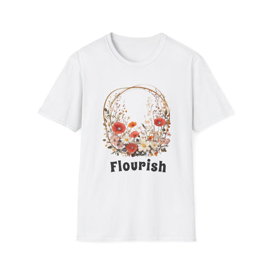 Flourish  - Vintage Watercolor Floral Circular Wreath T-Shirt