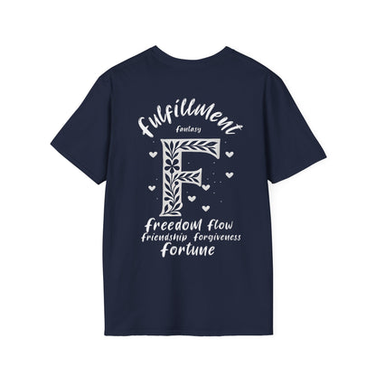 Letter F Flower T-Shirt - Letters Flowers Patterns Front And Back Design