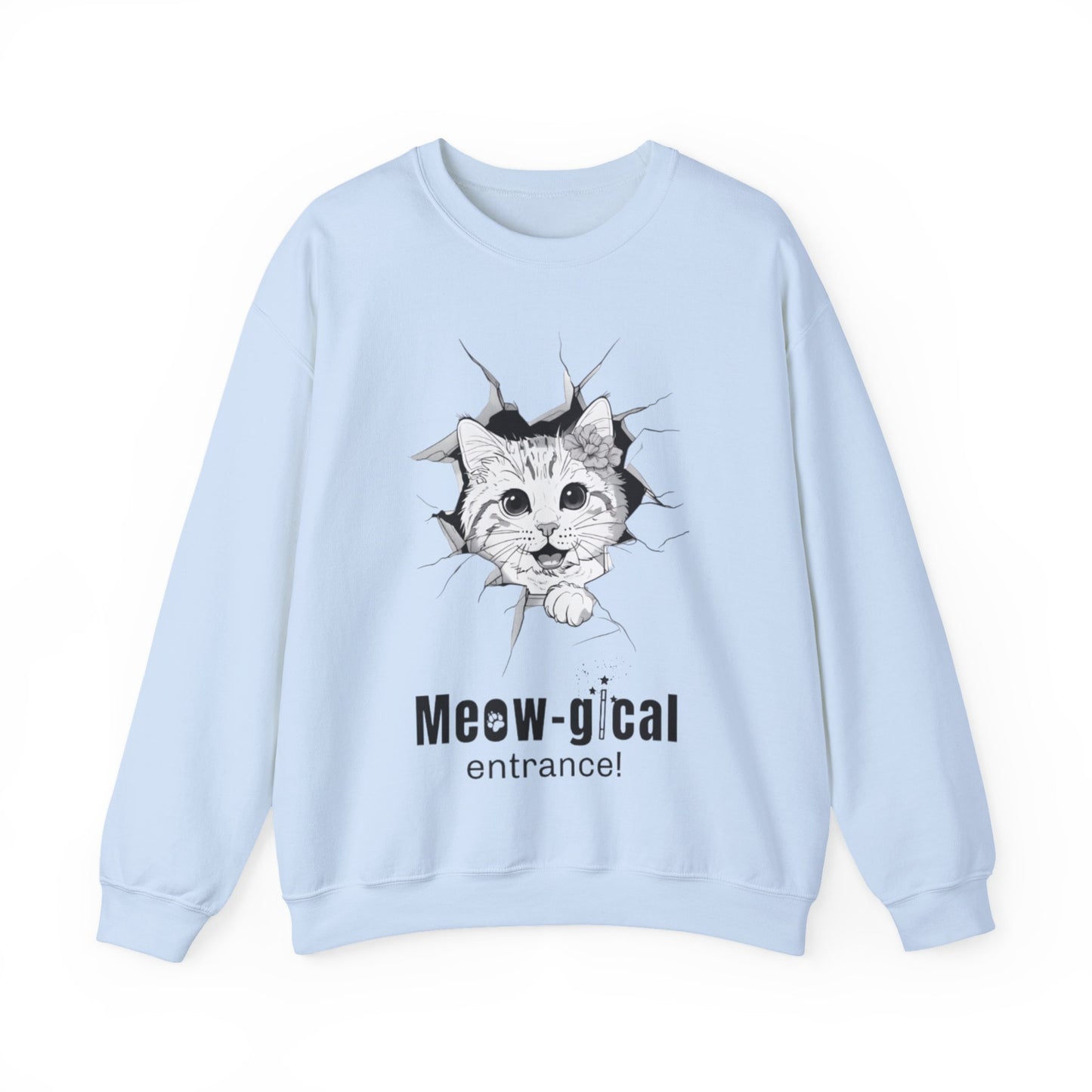 Meow-gical Entrance! - Playful Cute Kitten Breaking through Wall  Sweatshirt