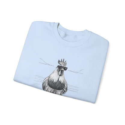 Beach Mode: Maximum Cochiness - Playful Rooster On Beach Sweatshirt