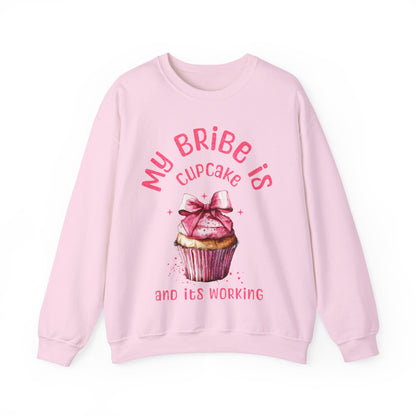 My Bribe Cupcake Makes and its working -  Watercolor Pink Cupcake Sweatshirt