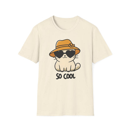 So Cool - Minimalistic Silhouette Kitten With Hat and Sunglasses T-Shirt