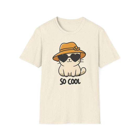 So Cool - Minimalistic Silhouette Kitten With Hat and Sunglasses T-Shirt