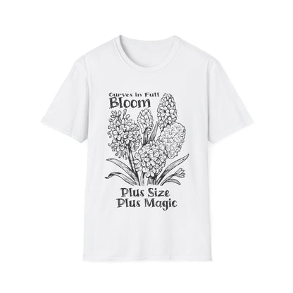 Curves in Full Bloom - Monochrome Floral T-Shirt