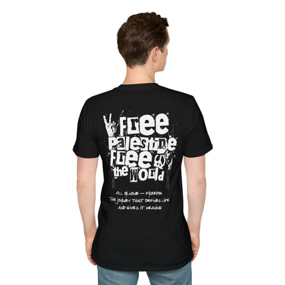 Free Palestine Free The World - Monochrome Graffiti T-Shirt