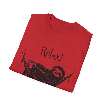 Relax, We Are All Crazy, It Is Not A Competition - Minimalistic Sloth Silhouette In Hammock With Coffee T-Shirt