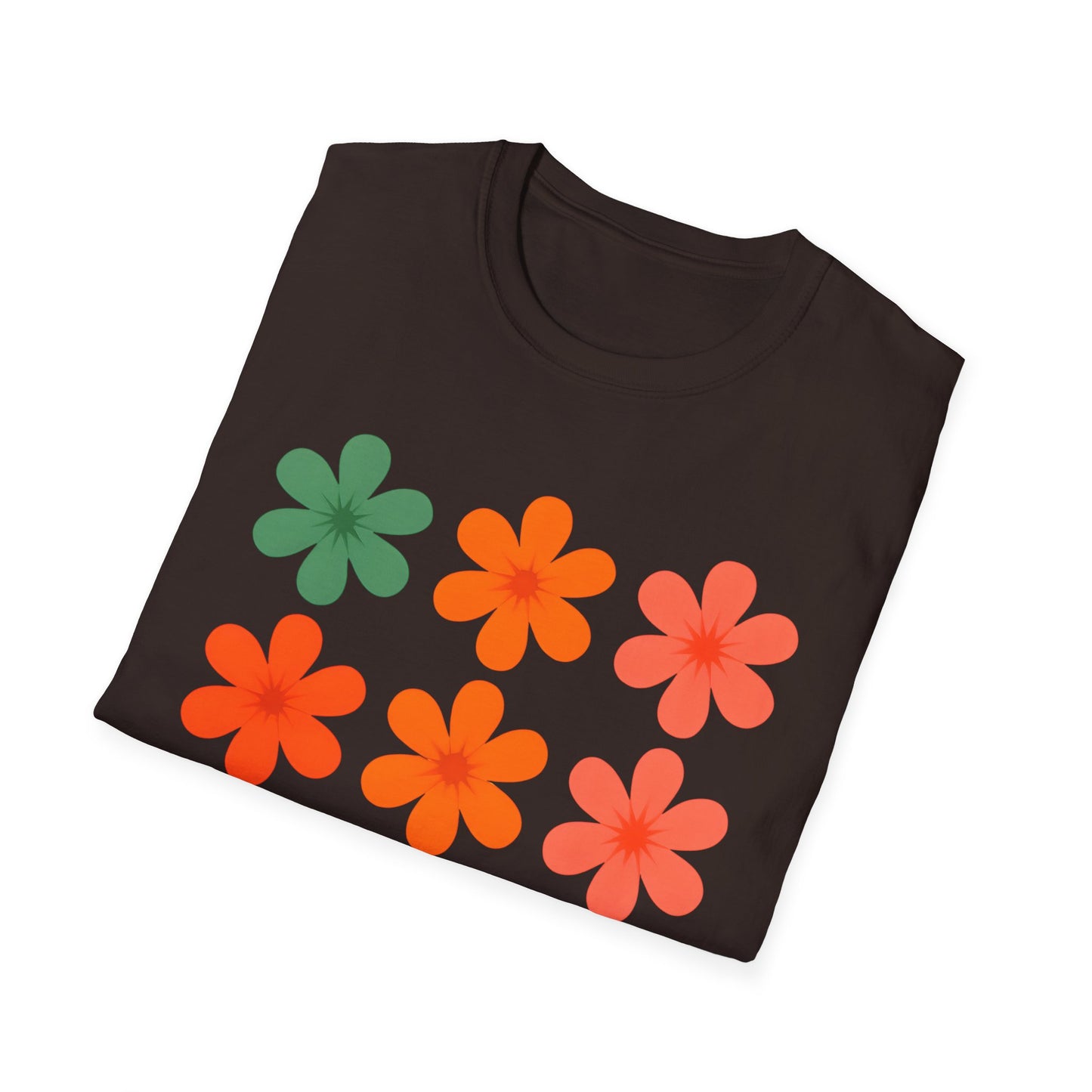 Vibrant Grid Flowers T-Shirt