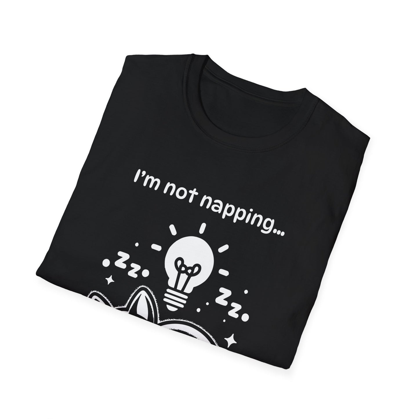 I'm Not Napping, I'm Horizontal Brainstorming - Playful Silhouette T-Shirt