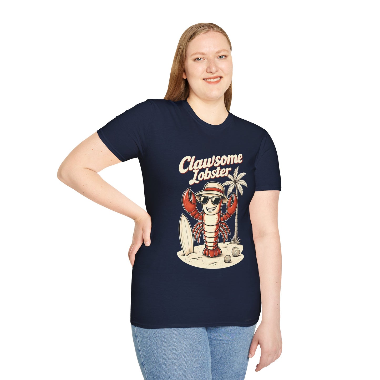 Clawsome Lobster T-Shirt - Lobster with Sunglasses Enjoying Beach Design