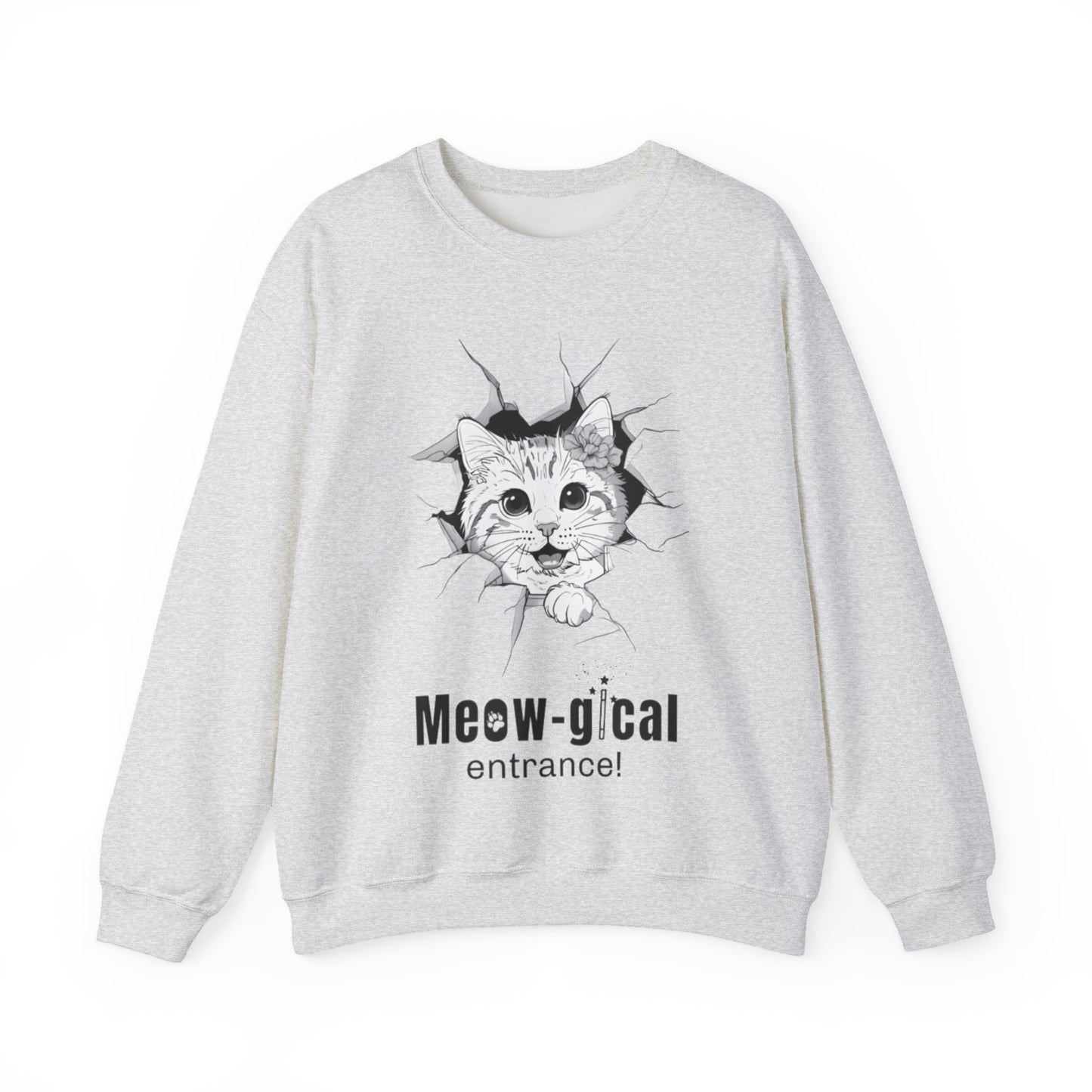 Meow-gical Entrance! - Playful Cute Kitten Breaking through Wall  Sweatshirt