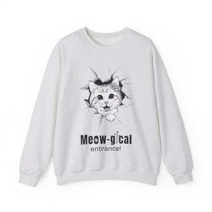 Meow-gical Entrance! - Playful Cute Kitten Breaking through Wall  Sweatshirt