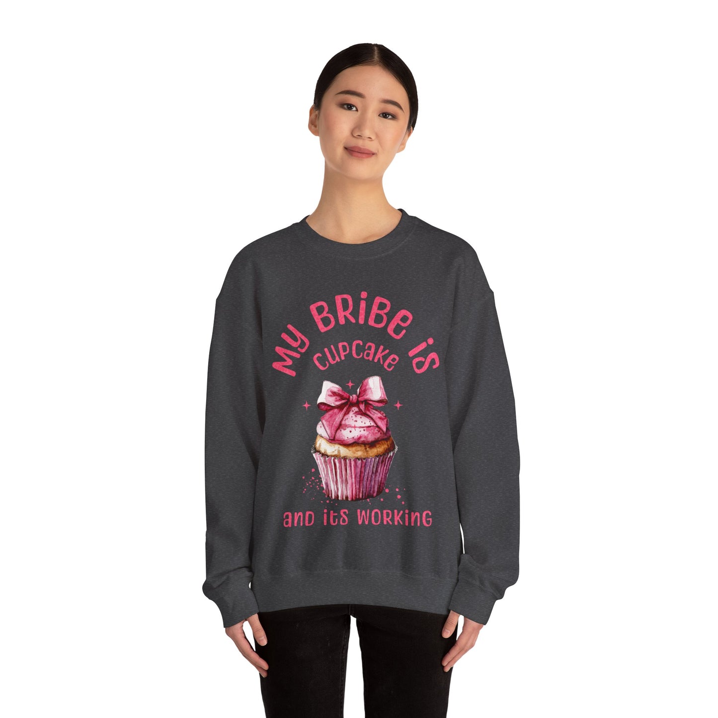 My Bribe Cupcake Makes and its working -  Watercolor Pink Cupcake Sweatshirt