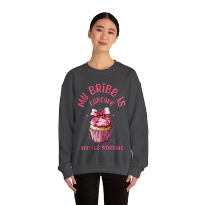 My Bribe Cupcake Makes and its working -  Watercolor Pink Cupcake Sweatshirt