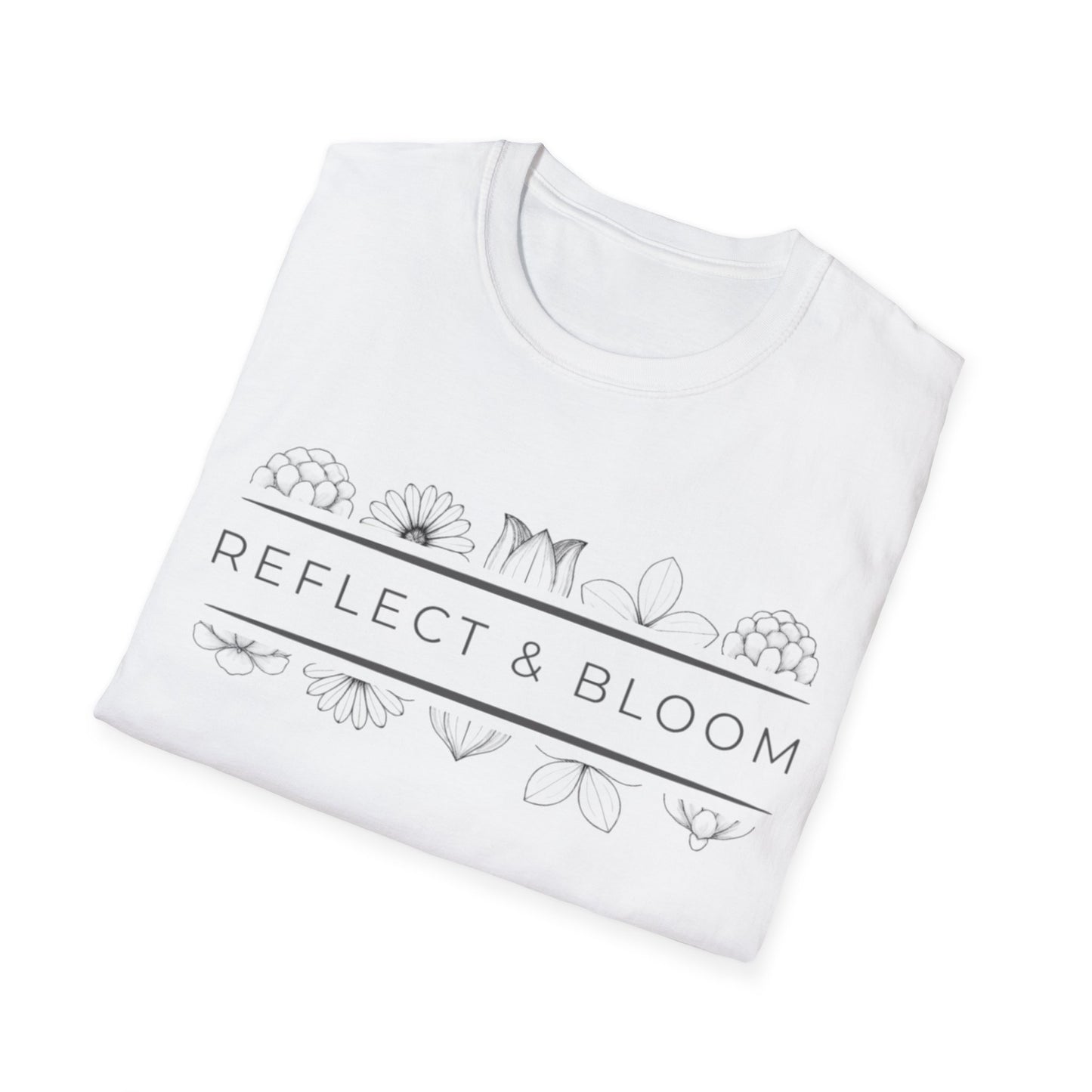 Reflect & Bloom T-Shirt - Floral Art Line Design