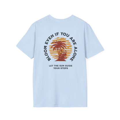 Bloom Even If You Are Alone – Vintage Palm Tree and Sunset T-Shirt