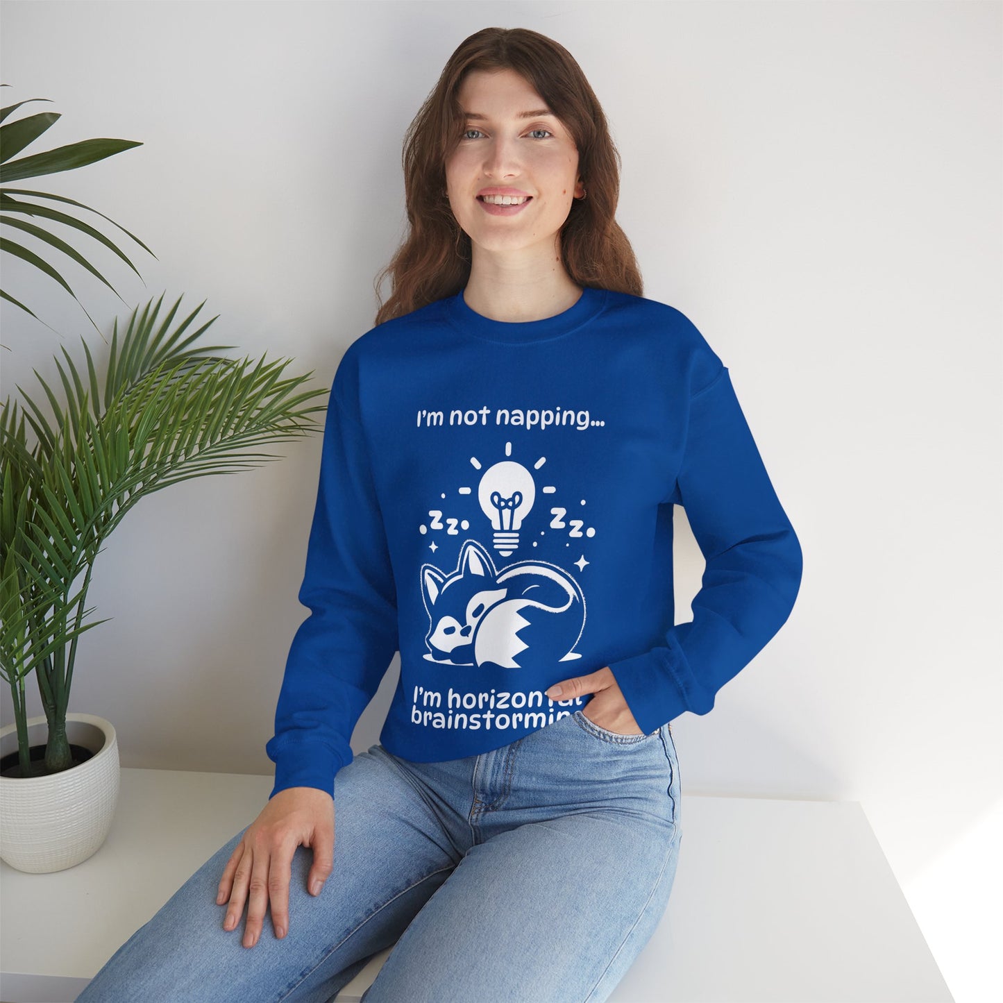 I'm Not Napping, I'm Horizontal Brainstorming - Playful Silhouette Sweatshirt