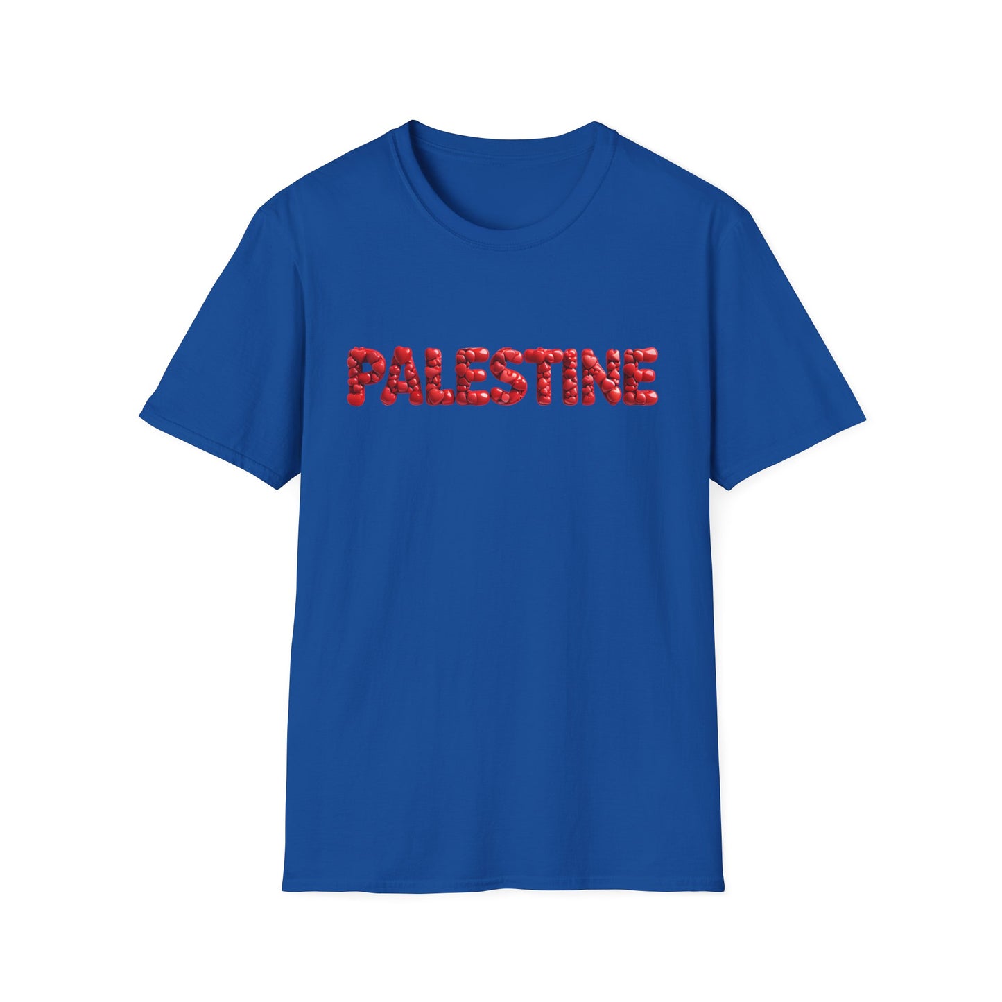 Palestine - Bubbly Red Hearts Typography T-Shirt