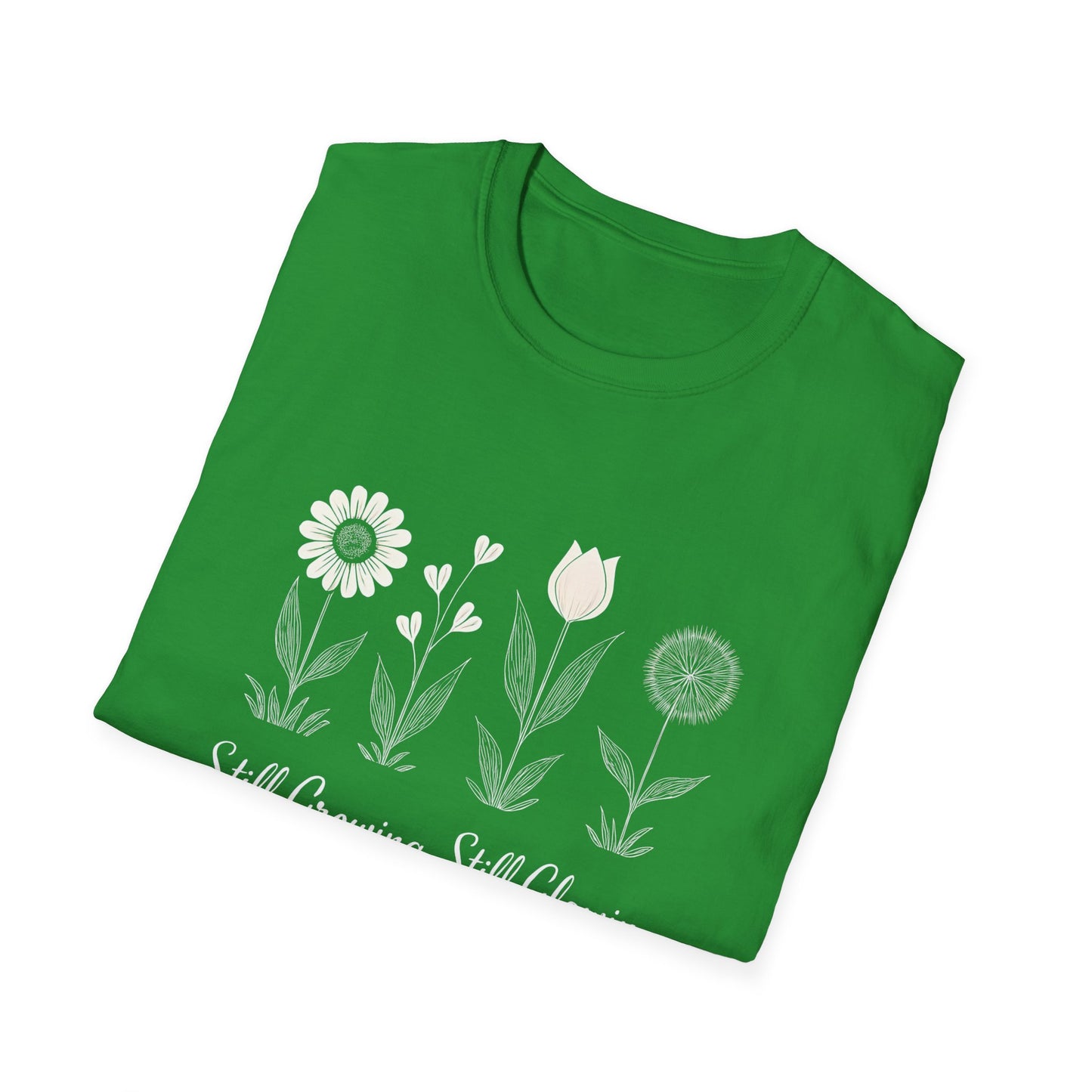 Still Growing Still Glowing T-Shirt - Minimalistic Flowers Line - Botanical Line Art Design