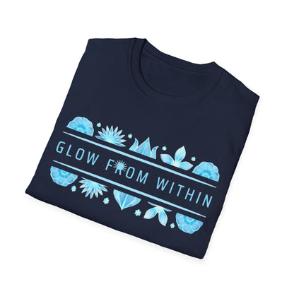 Glow From Within T-Shirt -Glowing Blue Floral Line
